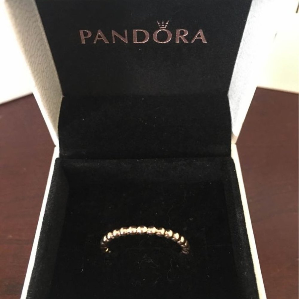 Pandora ETERNAL CLOUDS Rose GOLD Plated STACKABLE Band RING 7.5 (56) #180615 NEW